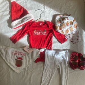 My First Christmas Baby Outfit Set - Red and White